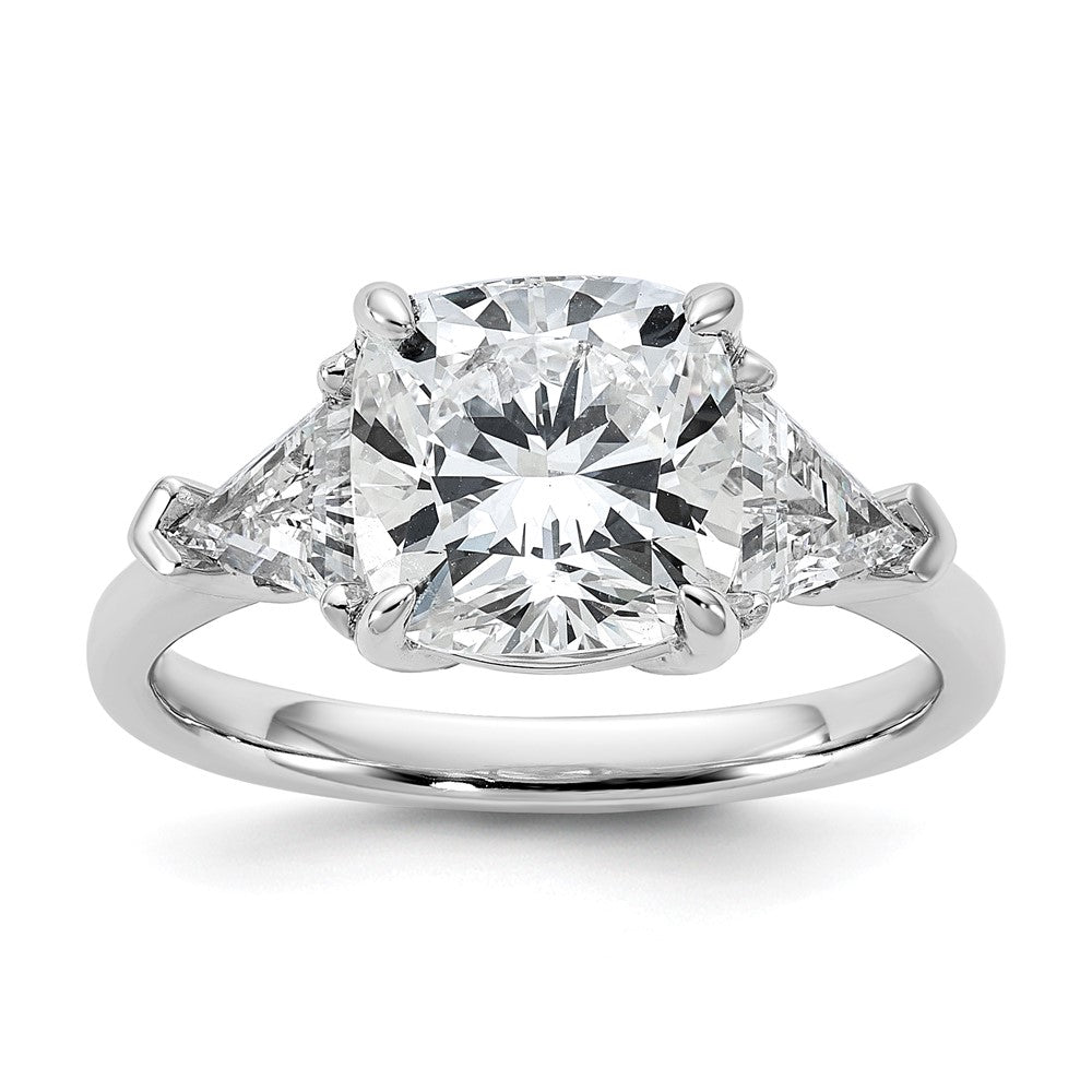 14kw 4ct Cert Lab Grown Diamond VS+ F+ Cushion&Triangle Comp Eng Ring
