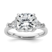 14kw 4ct Cert Lab Grown Diamond VS+ F+ Cushion&Triangle Comp Eng Ring