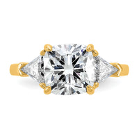 14k 4ct Cert Lab Grown Dia VS/SI+ G+ Cushion&Triangle Comp Eng Ring