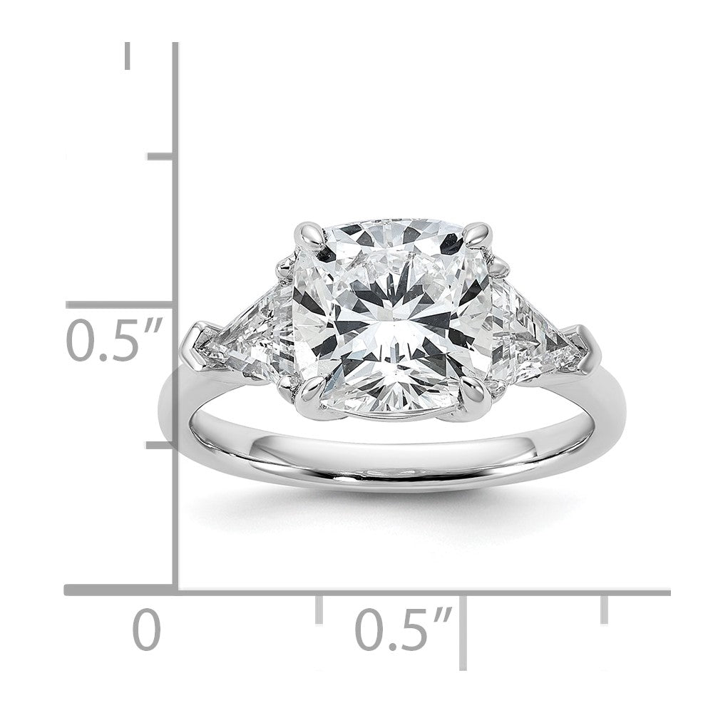 14kw 1ct Lab Grown Dia VS/SI+ G+ Triangle 3ct Cushion Semi Eng Ring
