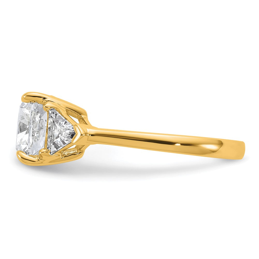 14k 1ct Lab Grown Diamond VS+ F+ Triangle 3ct Cushion Semi Eng Ring
