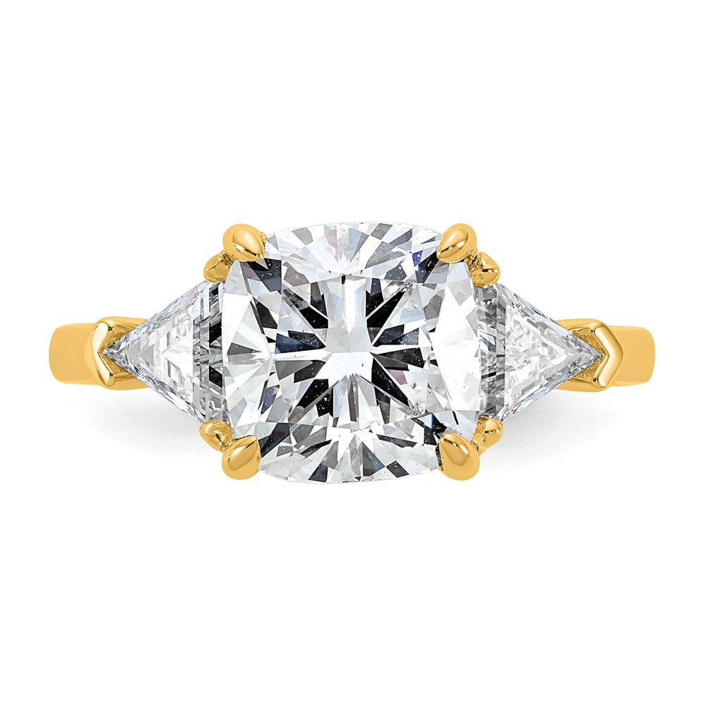 14k 1ct Lab Grown Diamond VS+ F+ Triangle 3ct Cushion Semi Eng Ring