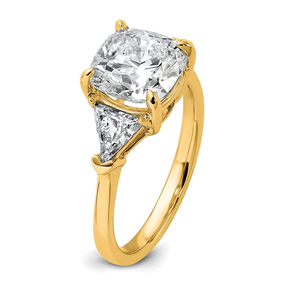 14k 1ct Lab Grown Diamond VS/SI+ G+ Triangle 3ct Cushion Semi Eng Ring