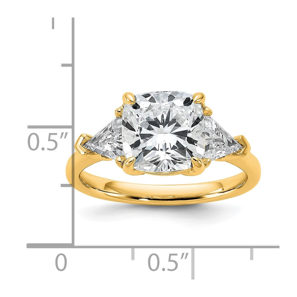 14k 1ct Lab Grown Diamond VS/SI+ G+ Triangle 3ct Cushion Semi Eng Ring