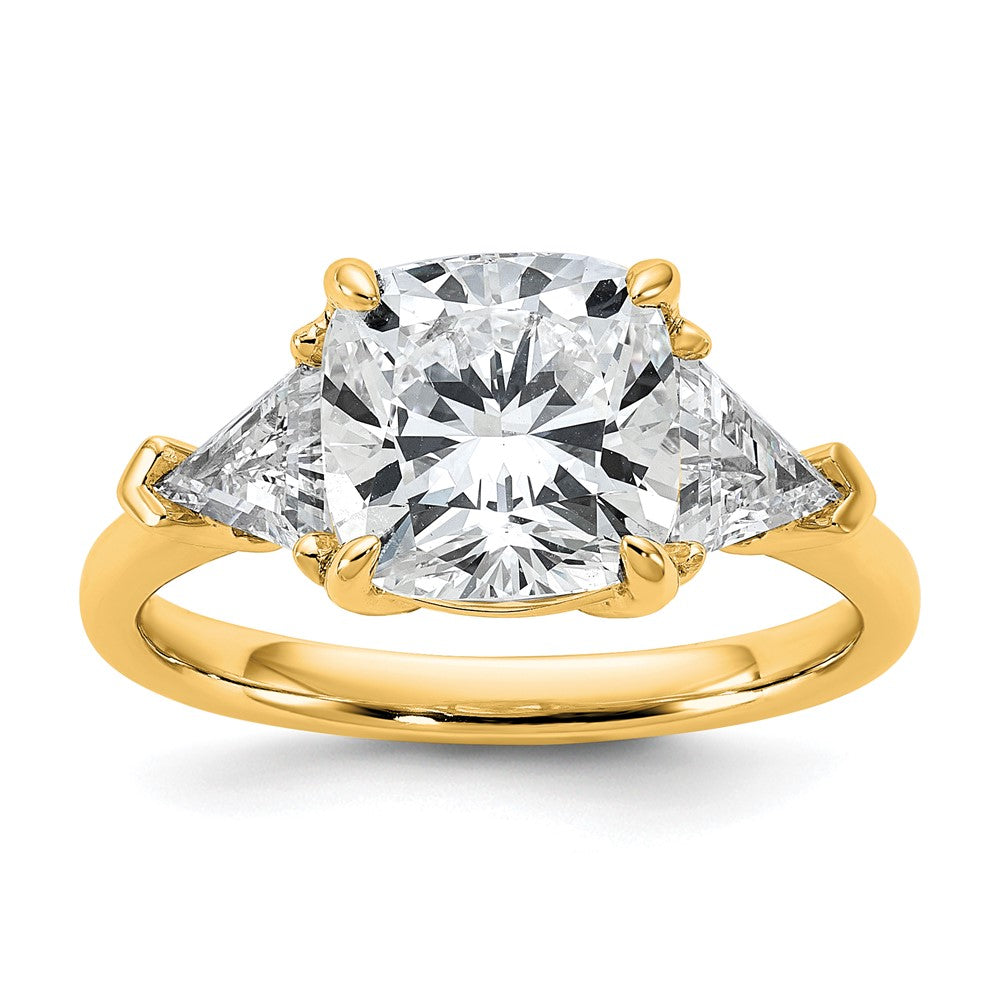 14k 1ct Lab Grown Diamond VS+ F+ Triangle 3ct Cushion Semi Eng Ring