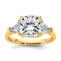 14k 1ct Lab Grown Diamond VS+ F+ Triangle 3ct Cushion Semi Eng Ring