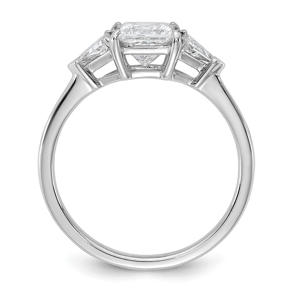 14kw 1/2ct Lab Grown Diamond VS+ F+ Trillion/1ct Princess Semi Eng Ring