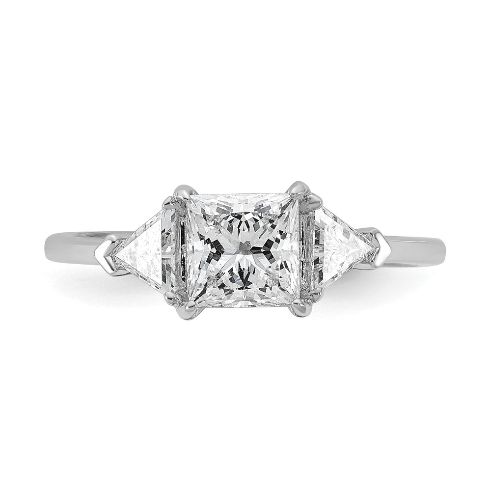 14kw 1/2ct Lab Grown Diamond VS+ F+ Trillion/1ct Princess Semi Eng Ring