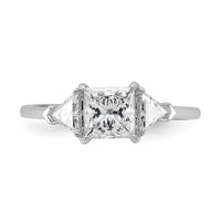 14kw 1/2ct Lab Grown Diamond VS+ F+ Trillion/1ct Princess Semi Eng Ring