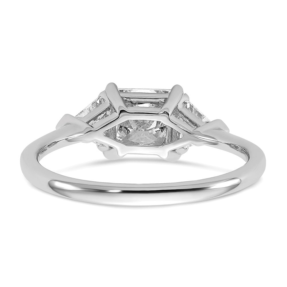 14kw 1/2ct Lab Grown Diamond VS+ F+ Trillion/1ct Princess Semi Eng Ring