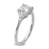 14kw 1/2ct Lab Grown Diamond VS+ F+ Trillion/1ct Princess Semi Eng Ring