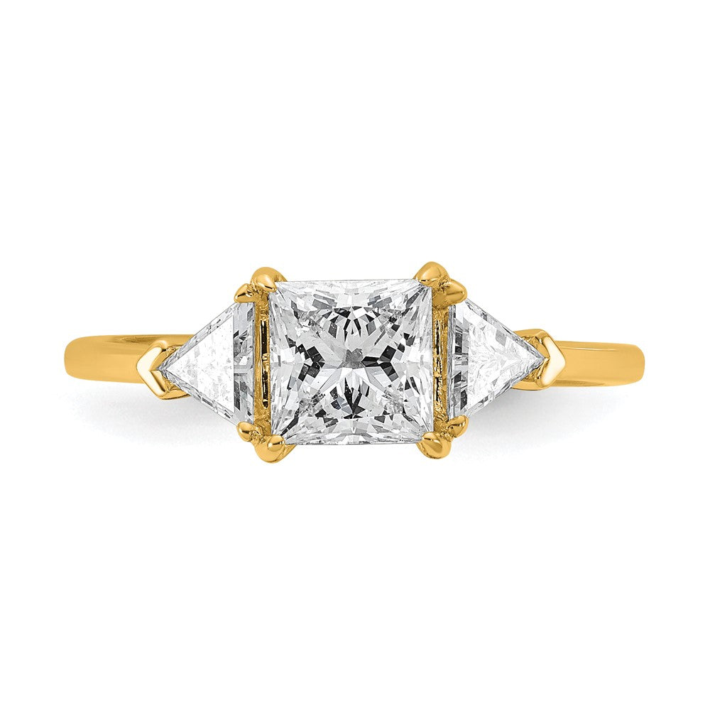14k 1/2ct Lab Grown Diamond VS+ F+ Trillion&1ct Princess Semi Eng Ring