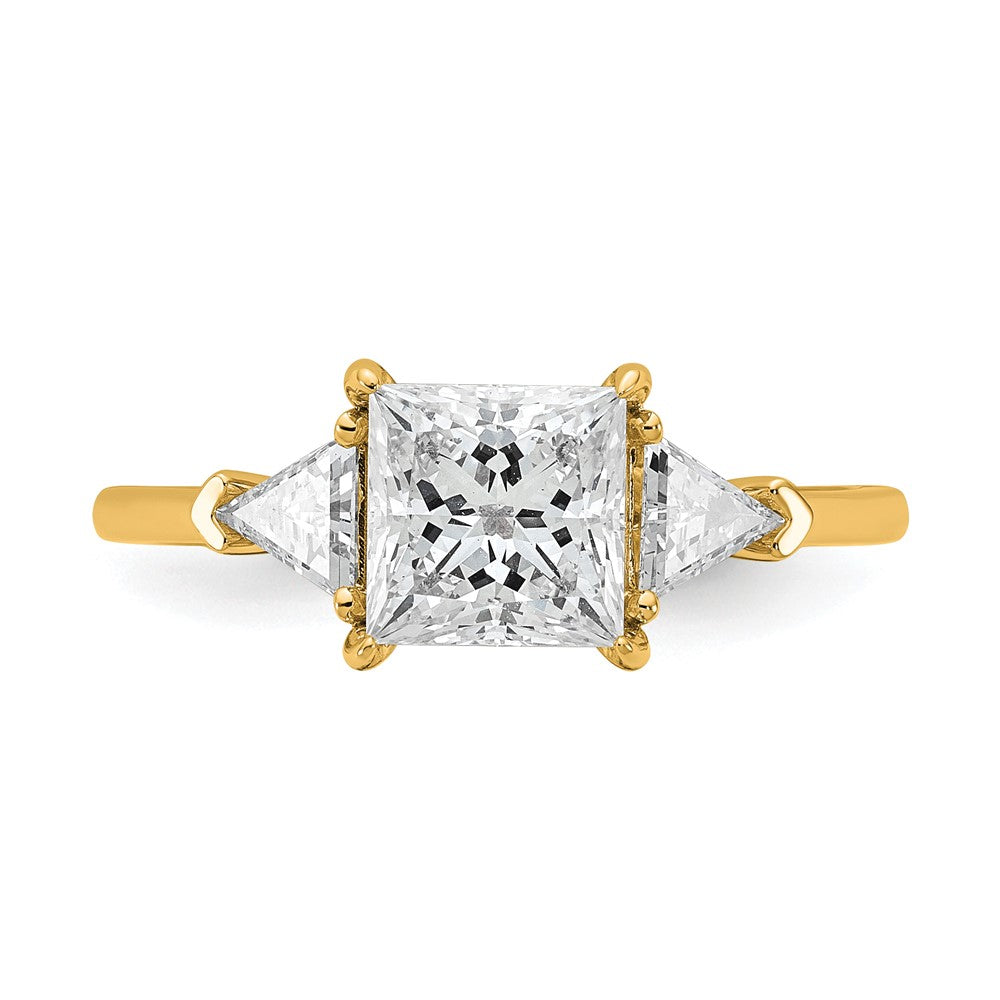 14k 2ct Cert Lab Grown Diamond VS+ F+ Princess/Trillion Comp Eng Ring