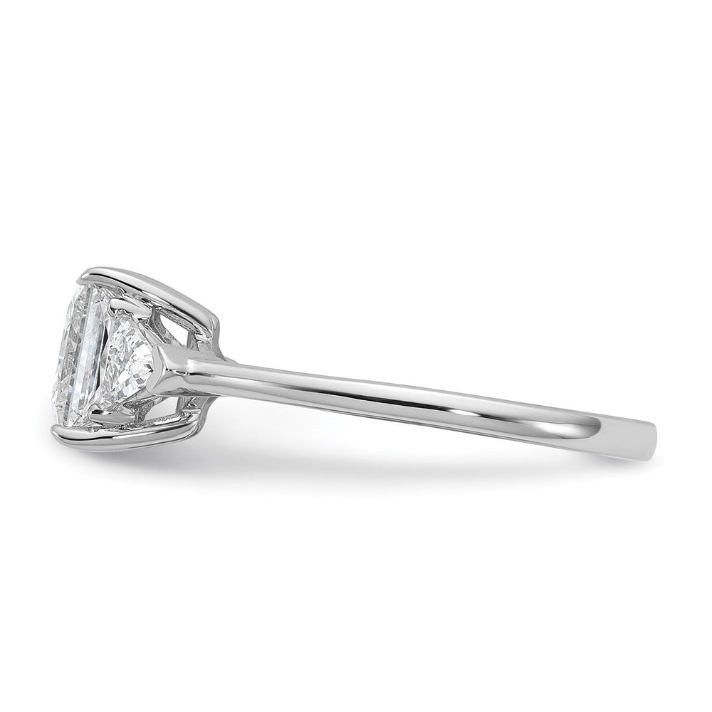 14kw 1/2ct Lab Grown Dia VS/SI+ G+ Trillion/1 1/2ct Princess Semi Eng Ring