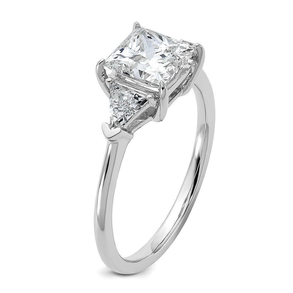 14kw 1/2ct Lab Grown Dia VS/SI+ G+ Trillion/1 1/2ct Princess Semi Eng Ring