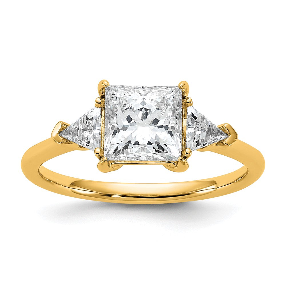 14k 1/2ct Lab Grown Dia VS/SI+ G+ Trillion/1 1/2ct Princess Semi Eng Ring