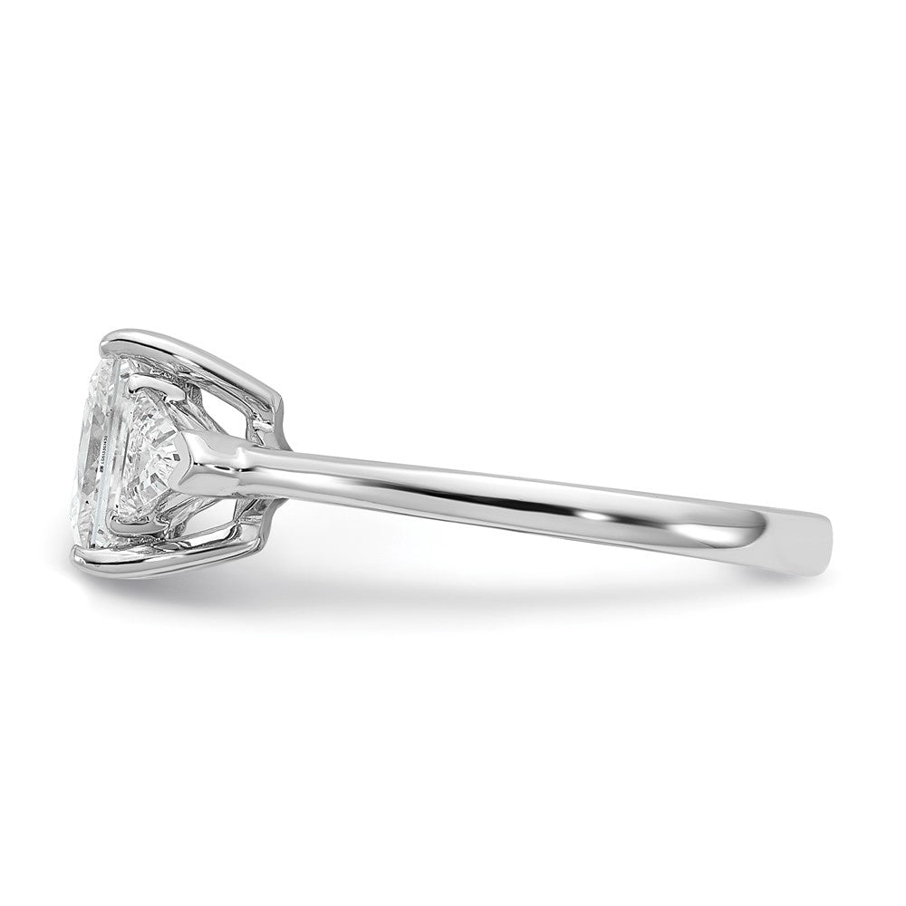 14kw 1/2ct Lab Grown Dia VS/SI+ G+ Trillion/2ct Princess Semi Eng Ring
