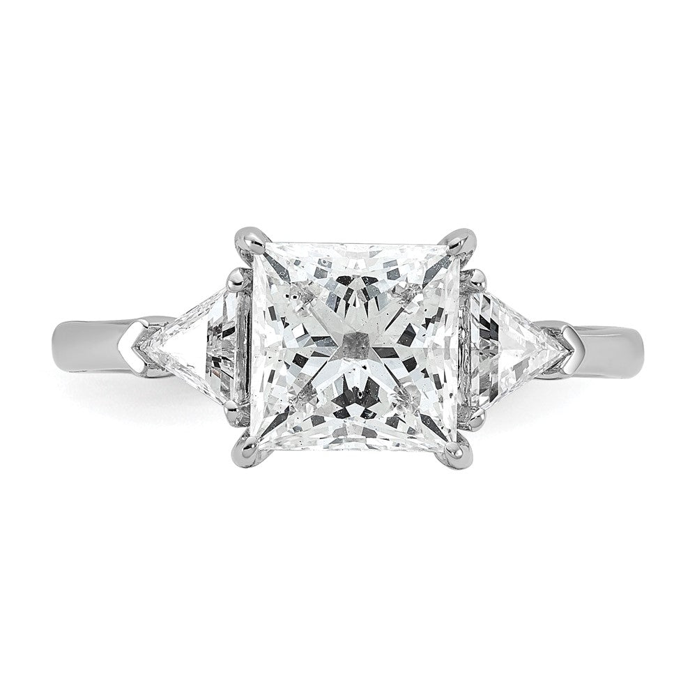 14kw 1/2ct Lab Grown Diamond VS+ F+ Trillion/2ct Princess Semi Eng Ring