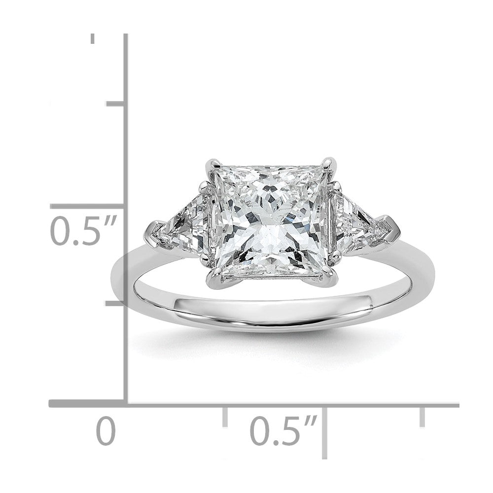 14kw 1/2ct Lab Grown Diamond VS+ F+ Trillion/2ct Princess Semi Eng Ring