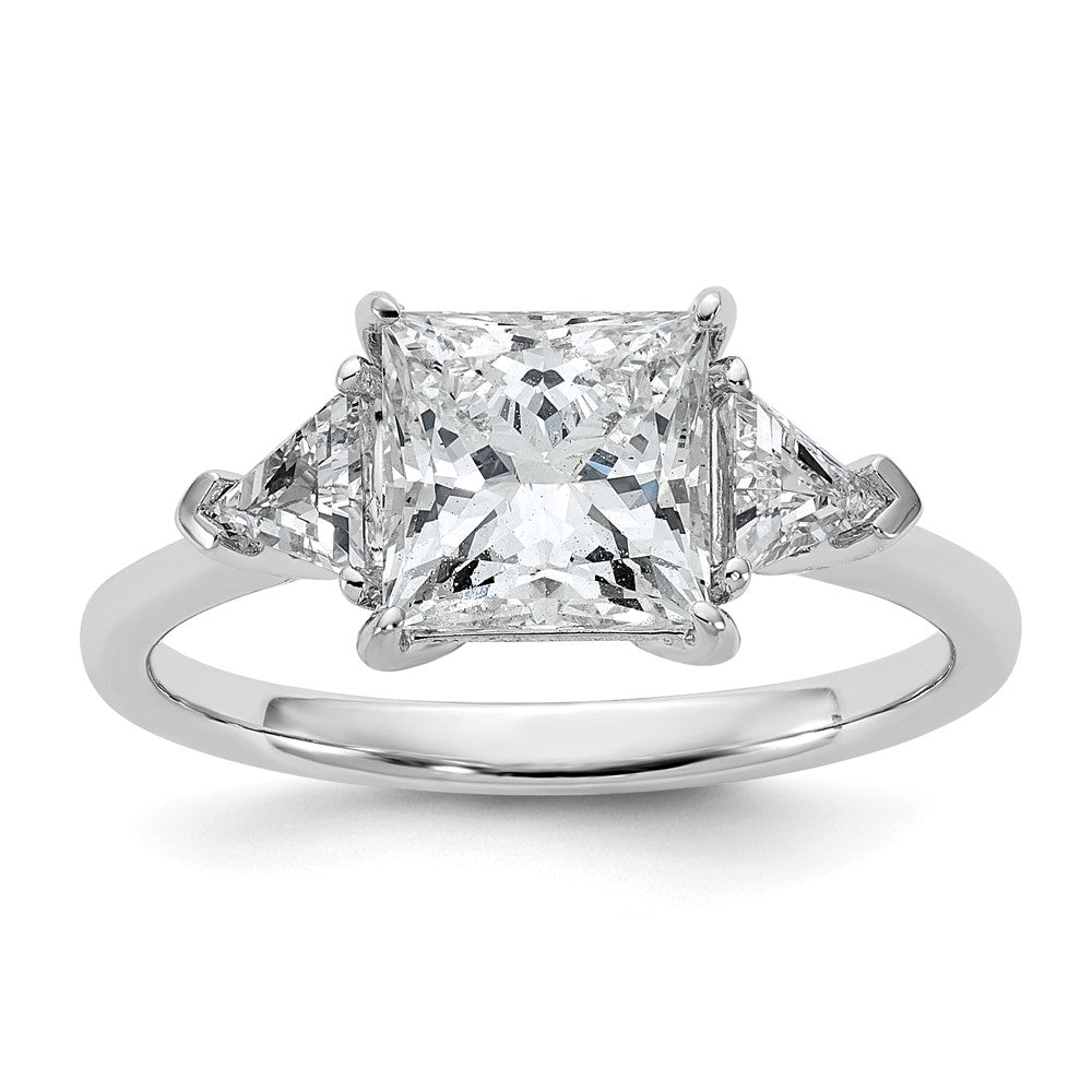 14kw 1/2ct Lab Grown Dia VS/SI+ G+ Trillion/2ct Princess Semi Eng Ring