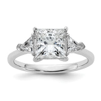 14kw 1/2ct Lab Grown Dia VS/SI+ G+ Trillion/2ct Princess Semi Eng Ring