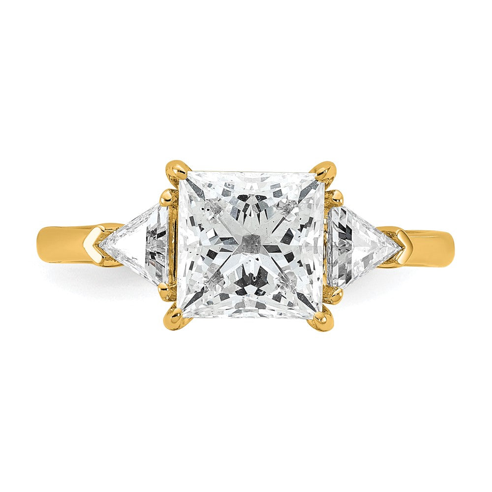 14k 1/2ct Lab Grown Dia VS+ F+ Trillion/2ct Princess Center Semi Eng Ring