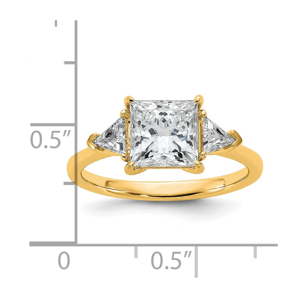14k 1/2ct Lab Grown Dia VS+ F+ Trillion/2ct Princess Center Semi Eng Ring