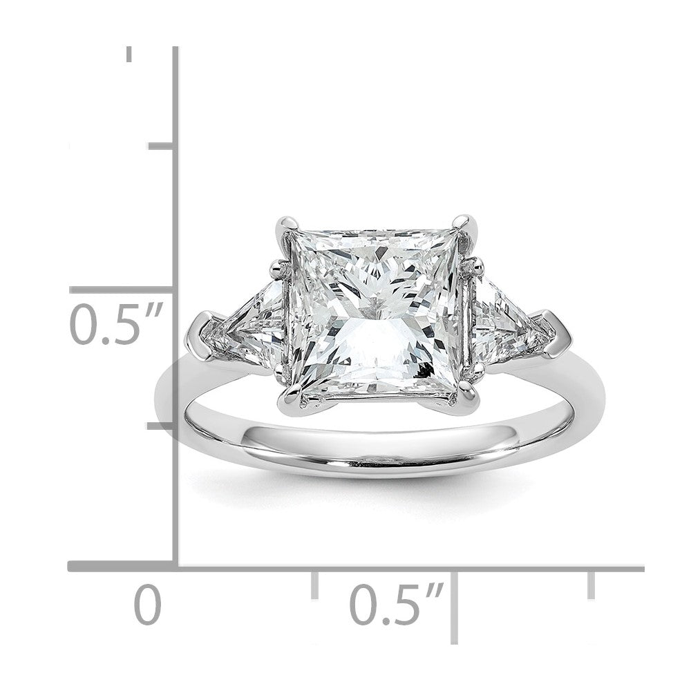 14kw 3 1/8ct Cert Lab Grown Dia VS/SI+ G+ Princess/Trillion Comp Eng Ring