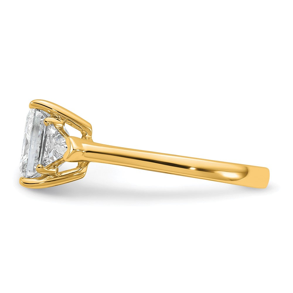 14k 3 1/8ct Cert Lab Grown Diamond VS+ F+ Princess/Trillion Comp Eng Ring