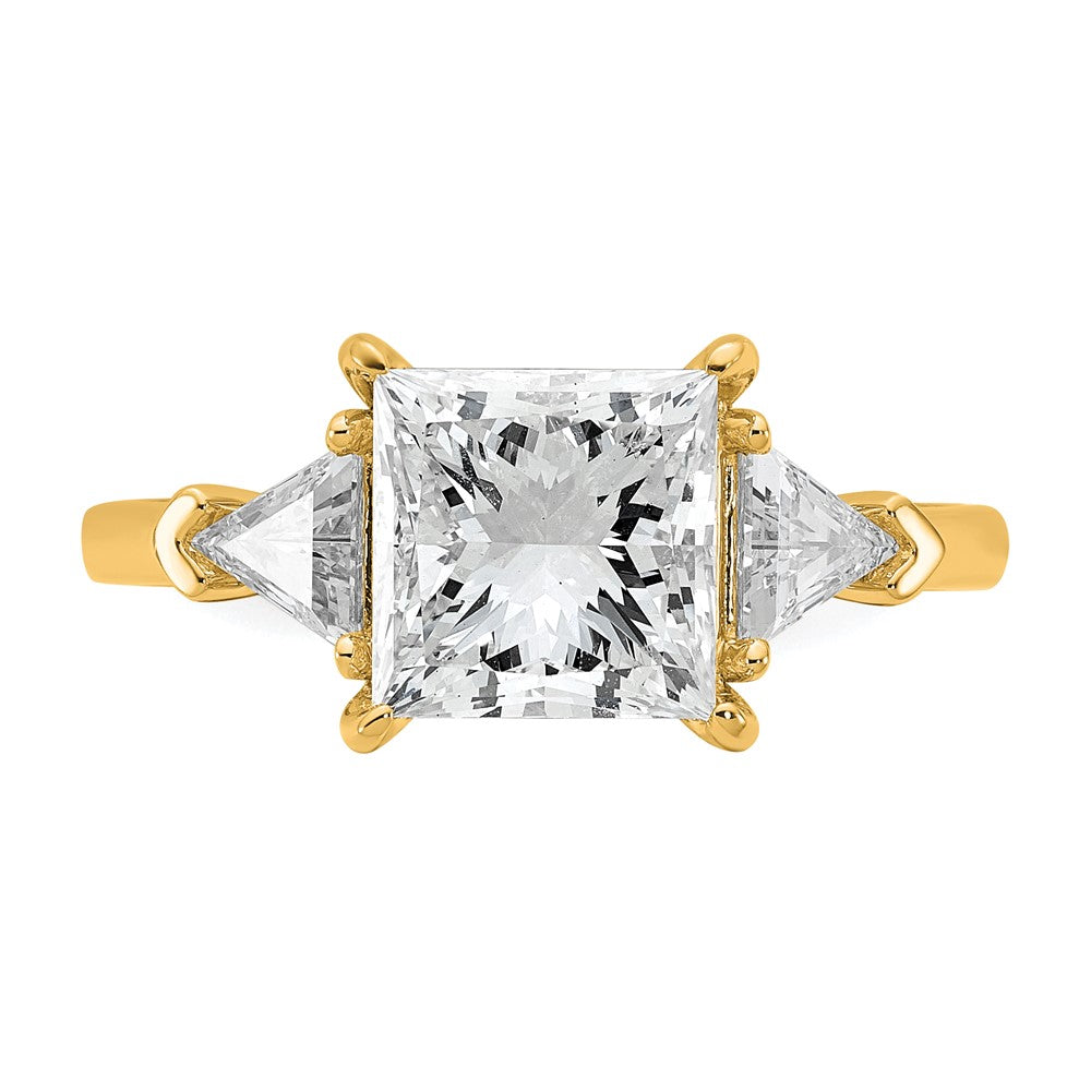 14k 3 1/8ct Cert Lab Grown Dia VS/SI+ G+ Princess/Trillion Comp Eng Ring