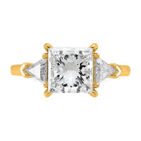 14k 3 1/8ct Cert Lab Grown Dia VS/SI+ G+ Princess/Trillion Comp Eng Ring