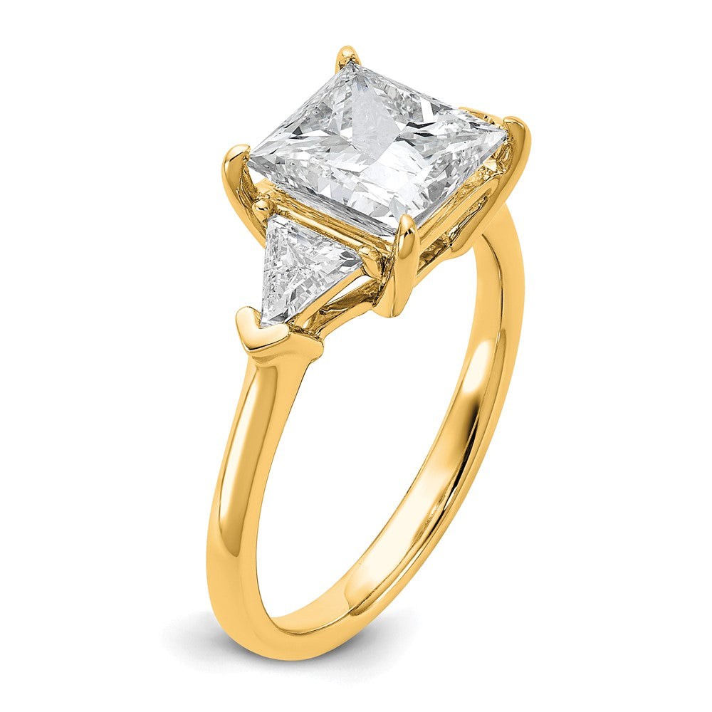 14k 3 1/8ct Cert Lab Grown Diamond VS+ F+ Princess/Trillion Comp Eng Ring
