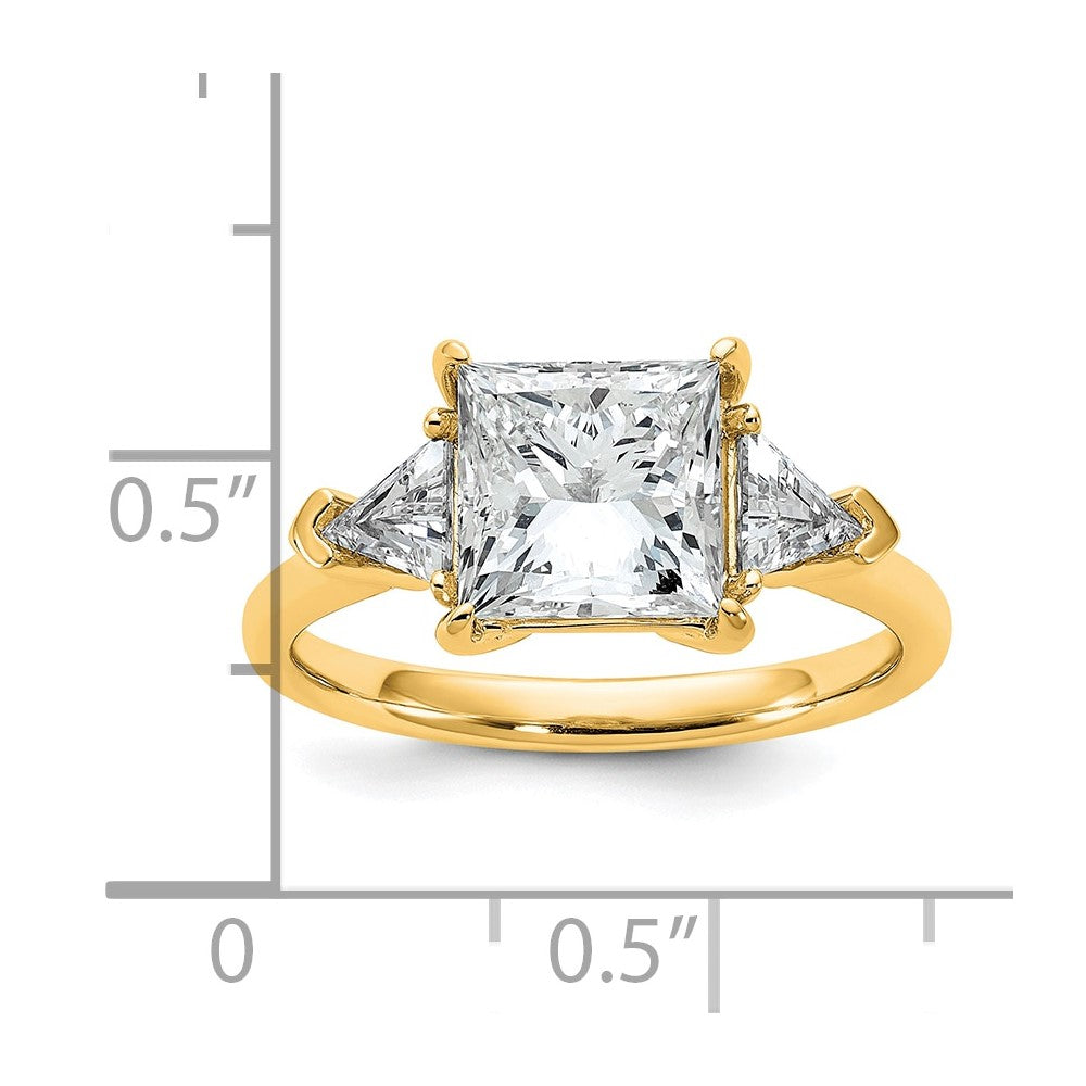 14k 3 1/8ct Cert Lab Grown Diamond VS+ F+ Princess/Trillion Comp Eng Ring