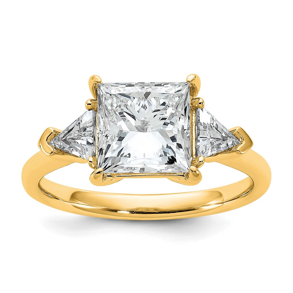 14k 3 1/8ct Cert Lab Grown Dia VS/SI+ G+ Princess/Trillion Comp Eng Ring