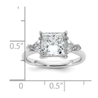 14kw 5/8ct Lab Grown Dia VS/SI+ G+ Trillion/2 1/2ct Princess Semi Eng Ring