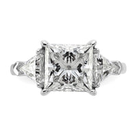 14kw 4 1/8ct Cert Lab Grown Diamond VS+ F+ Princess/Trillion Comp Eng Ring