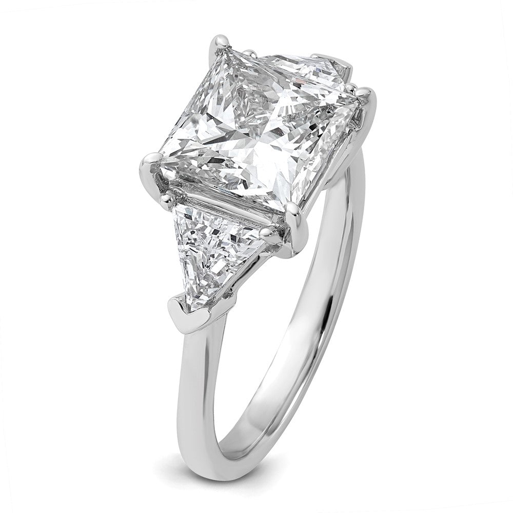 14kw 4 1/8ct Cert Lab Grown Diamond VS+ F+ Princess/Trillion Comp Eng Ring