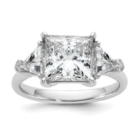 14kw 4 1/8ct Cert Lab Grown Diamond VS+ F+ Princess/Trillion Comp Eng Ring