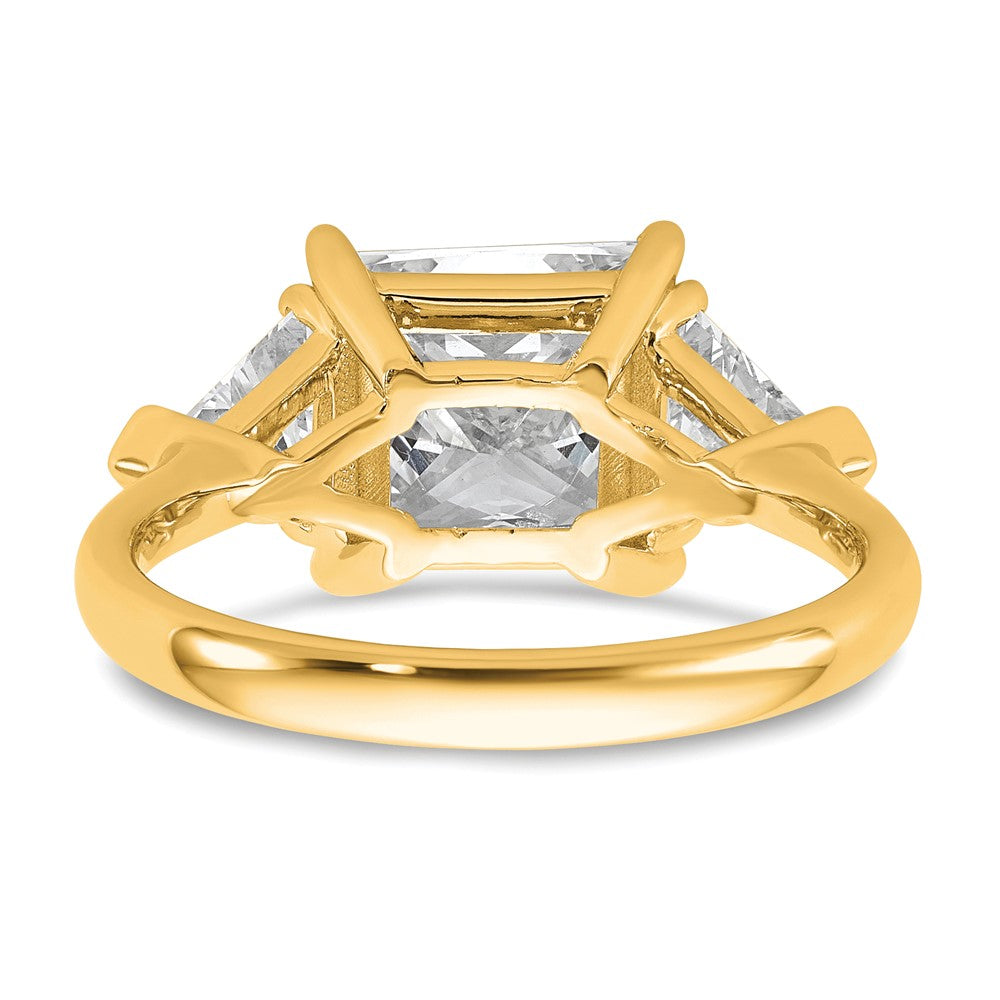 14k 4 1/8ct Cert Lab Grown Diamond VS+ F+ Princess/Trillion Comp Eng Ring
