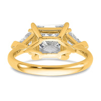 14k 4 1/8ct Cert Lab Grown Diamond VS+ F+ Princess/Trillion Comp Eng Ring