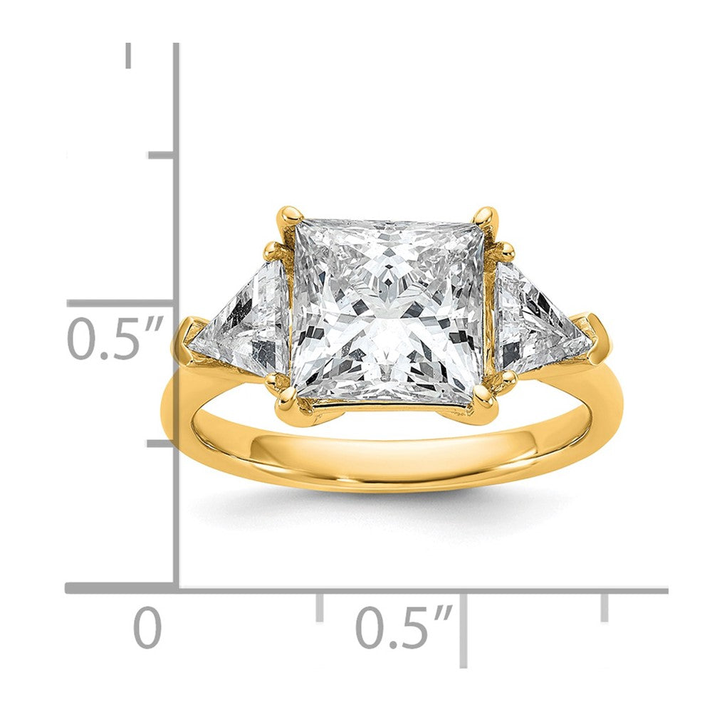 14k 4 1/8ct Cert Lab Grown Diamond VS+ F+ Princess/Trillion Comp Eng Ring