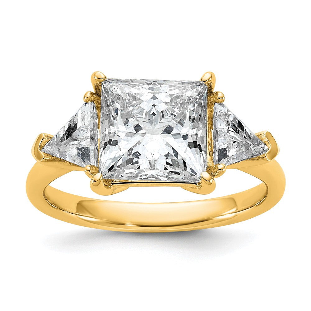 14k 4 1/8ct Cert Lab Grown Diamond VS+ F+ Princess/Trillion Comp Eng Ring