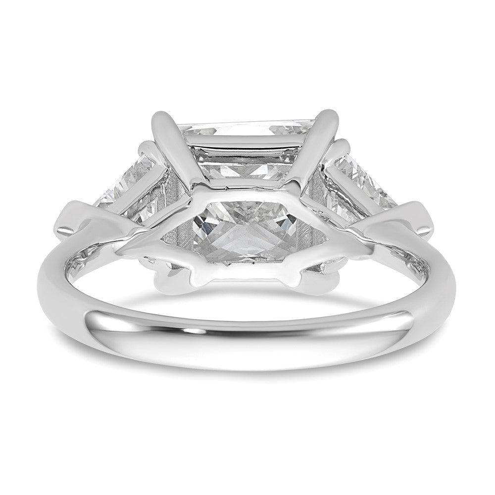 14kw 1 1/8ct Lab Grown Diamond VS+ F+ Trillion/3ct Princess Semi Eng Ring
