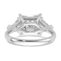 14kw 1 1/8ct Lab Grown Diamond VS+ F+ Trillion/3ct Princess Semi Eng Ring