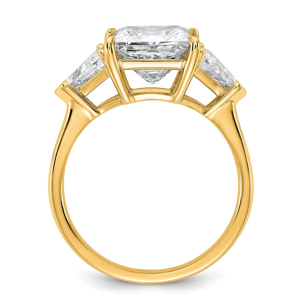 14k 1 1/8ct Lab Grown Diamond VS+ F+ Trillion/3ct Princess Semi Eng Ring