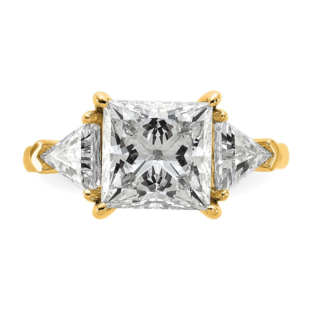 14k 1 1/8ct Lab Grown Diamond VS+ F+ Trillion/3ct Princess Semi Eng Ring