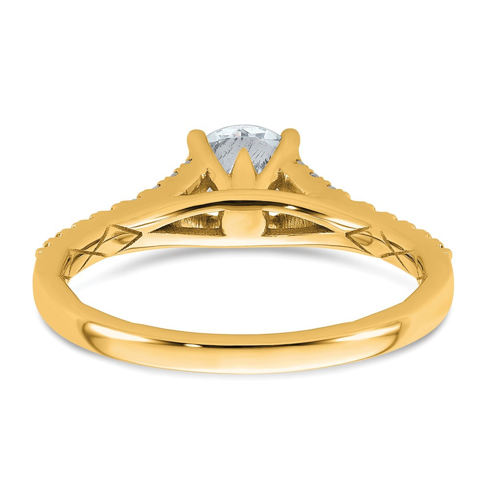 14k 1 1/4ct Lab Grown Diamond VS+ F+ Round Complete Eng Ring