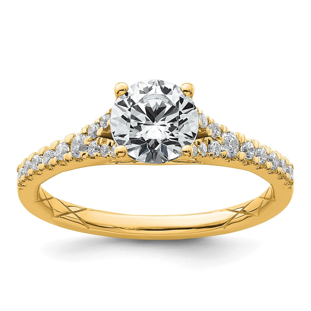 14k 1 1/4ct Certified Lab Grown Diamond VS+ F+ Round Complete Eng Ring