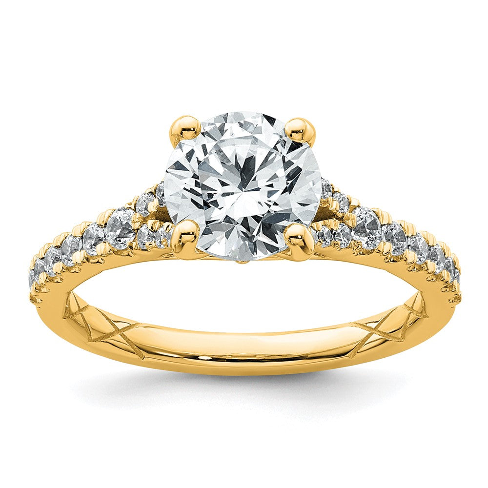 14k 1 3/4ct Certified Lab Grown Diamond VS+ F+ Round Complete Eng Ring