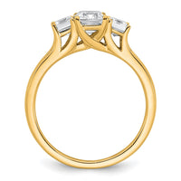 14k 1 5/8ct Lab Grown Diamond VS+ F+ Emerald Comp 3 Stone Eng Ring